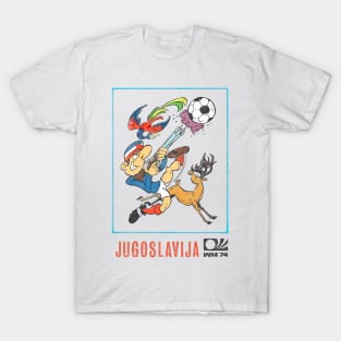 Jugoslavija 74 / Vintage Faded-Style Football Design T-Shirt